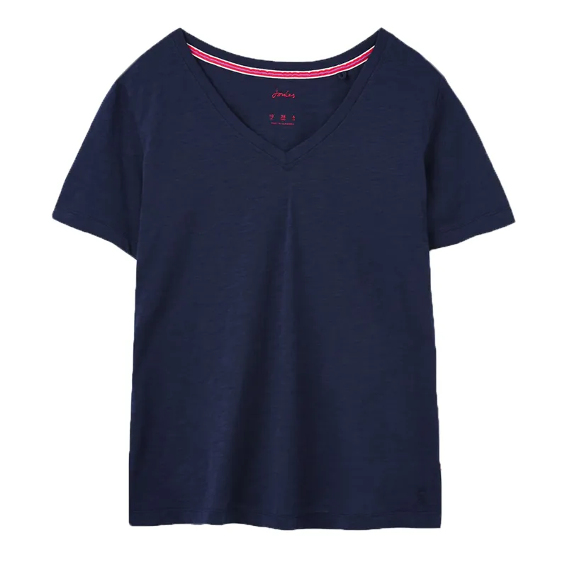 Joules Celina Solid Drapey V-Neck T-Shirt - French Navy 